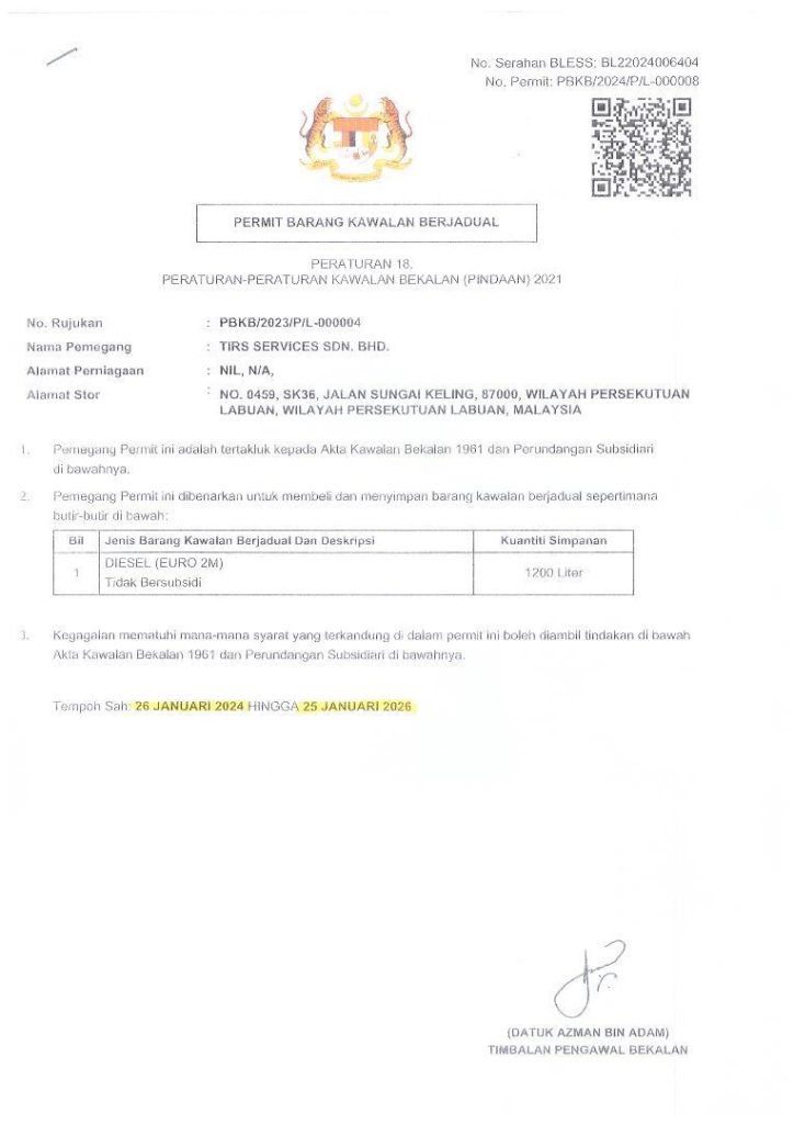 Diesel Permit
